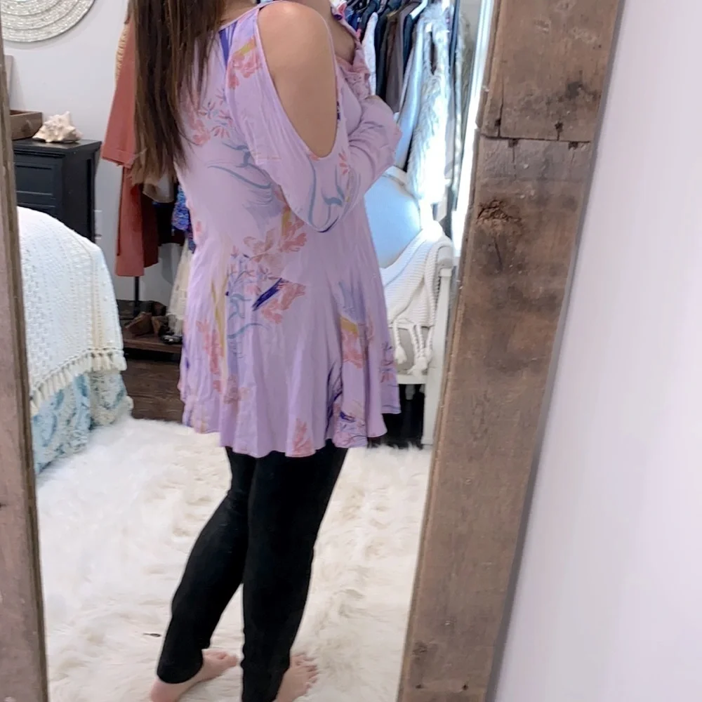 Free People size small lavender floral boho tunic/dress